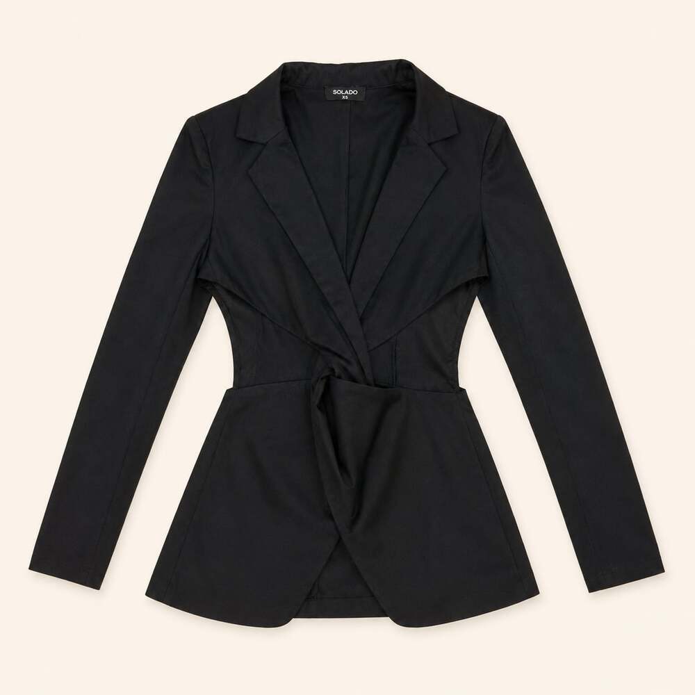 Solado Cut Out Tie Waist Black Blazer XS Coquette Office Siren